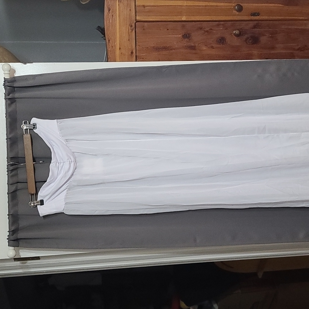 Miss Qee NWT Sheer Maxi Cover Up/Gown White Strapless Flowy Sexy Romantic Size M